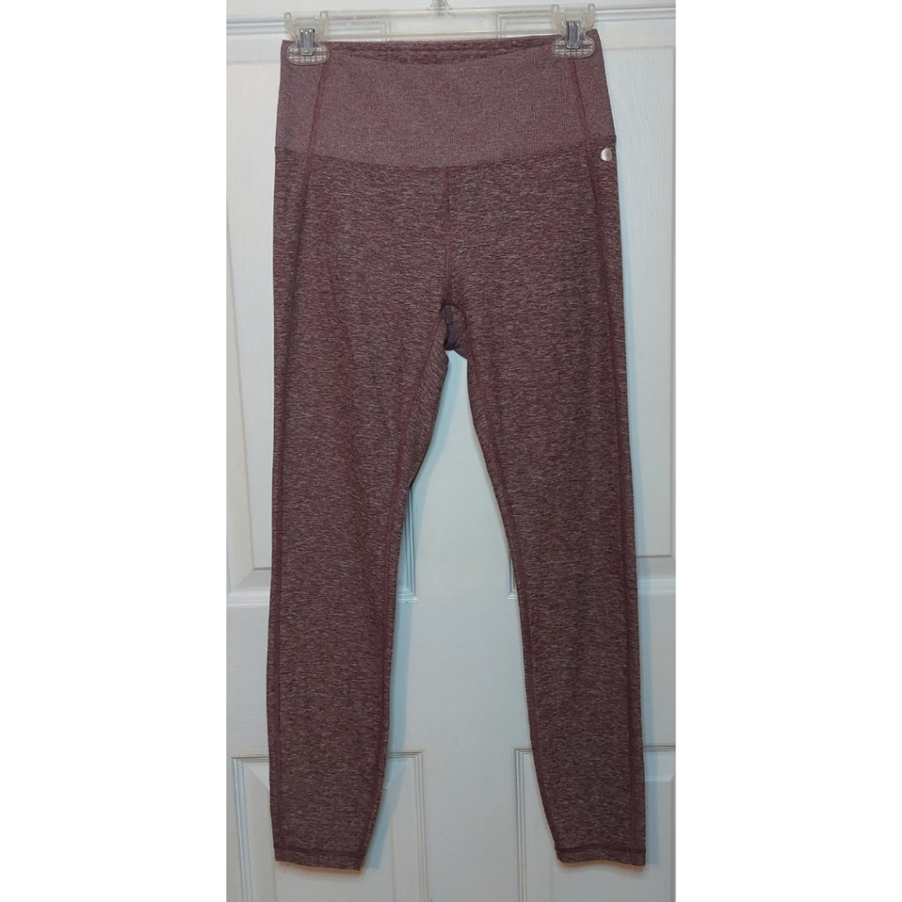 Gaiam Capri Yoga Pants Heathered Burgundy Red Leggings Acitvewear Size S